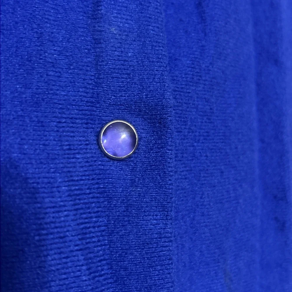 Vintage 70/80's Retro Blue House Dress Robe Lounger Boho Folk  Granny Front Snap
